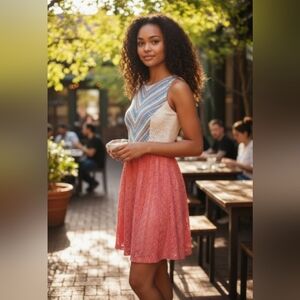 Yahada Pink/Coral Lace Dress|Women's Size Large